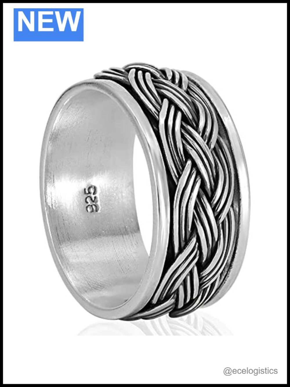 925 Sterling Silver Spinner Braid Ring for Men